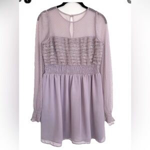 Free People Lilac Lace long sleeve dusty lavender Dress size 4